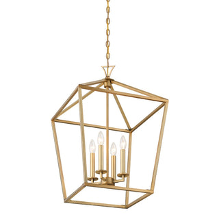 Townsend Four Light Pendant in Warm Brass