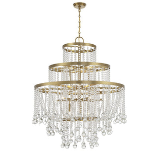 Luna 15 Light Chandelier in Warm Brass