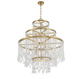 Luna 15 Light Chandelier in Warm Brass