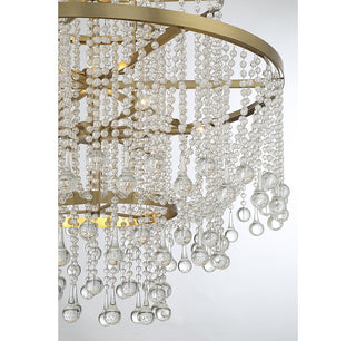 Luna 15 Light Chandelier in Warm Brass