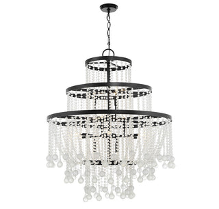 Luna 15 Light Chandelier in Matte Black