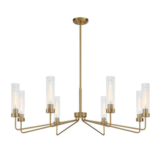 Baker Eight Light Chandelier in Warm Brass