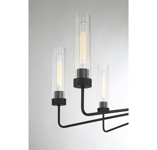 Baker Eight Light Chandelier in Matte Black