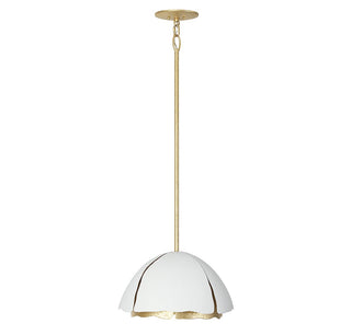 Brewster Three Light Pendant in Cavalier Gold with Royal White