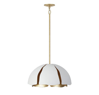 Brewster Five Light Pendant in Cavalier Gold with Royal White