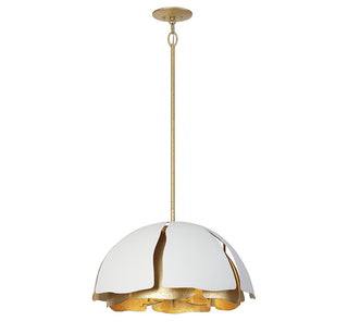 Brewster Five Light Pendant in Cavalier Gold with Royal White