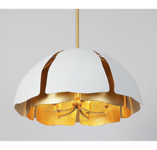 Brewster Five Light Pendant in Cavalier Gold with Royal White