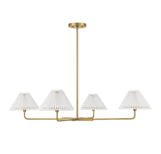 Four Light Chandelier in Natural Brass