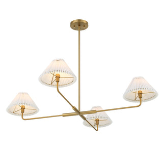 Four Light Chandelier in Natural Brass