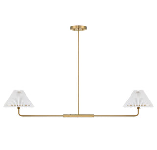 Two Light Linear Chandelier in Natural Brass