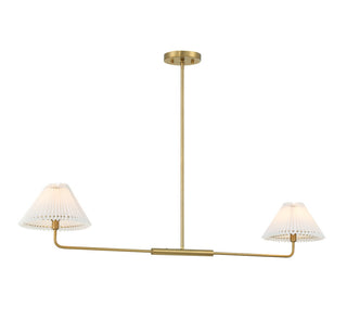 Two Light Linear Chandelier in Natural Brass