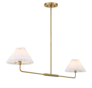 Two Light Linear Chandelier in Natural Brass