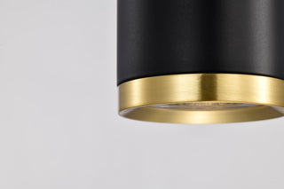 Century LED Pendant in Matte Black / Brushed Brass