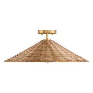 One Light Semi-Flush Mount in Natural Brass