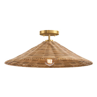 One Light Semi-Flush Mount in Natural Brass