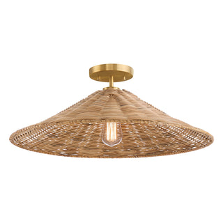 One Light Semi-Flush Mount in Natural Brass