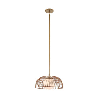 One Light Convertible Pendant/Semi-Flush in Natural Brass