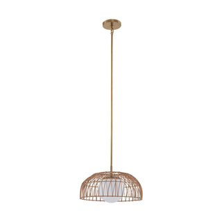 One Light Convertible Pendant/Semi-Flush in Natural Brass