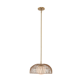 One Light Convertible Pendant/Semi-Flush in Natural Brass