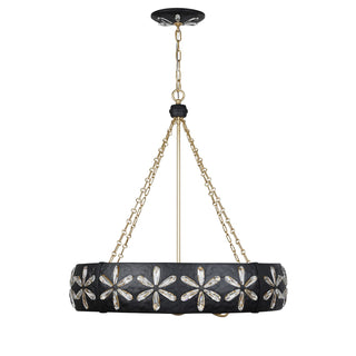 Venice Six Light Chandelier in Metropolis Black and Gold