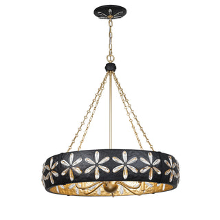 Venice Six Light Chandelier in Metropolis Black and Gold