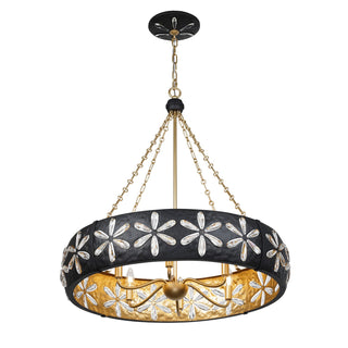 Venice Six Light Chandelier in Metropolis Black and Gold