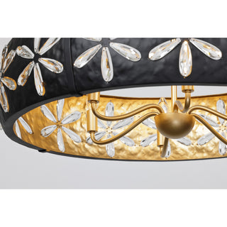 Venice Six Light Chandelier in Metropolis Black and Gold