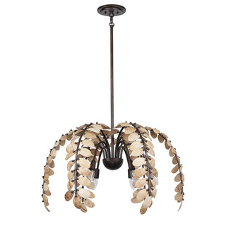 Grecian Six Light Chandelier in Champagne Mist with Coconut Shell