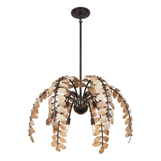 Grecian Six Light Chandelier in Champagne Mist with Coconut Shell