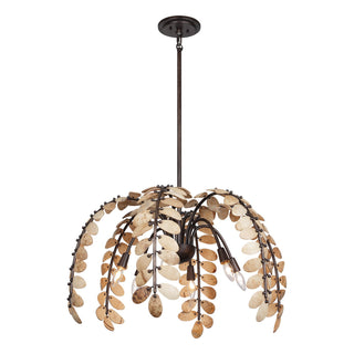Grecian Six Light Chandelier in Champagne Mist with Coconut Shell