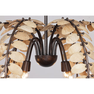 Grecian Six Light Chandelier in Champagne Mist with Coconut Shell