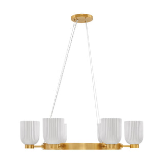 Isla Blanca Six Light Chandelier in Warm Brass
