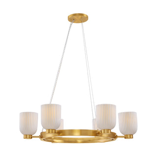 Isla Blanca Six Light Chandelier in Warm Brass