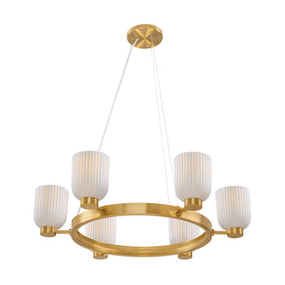 Isla Blanca Six Light Chandelier in Warm Brass