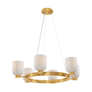 Isla Blanca Six Light Chandelier in Warm Brass