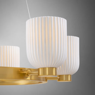 Isla Blanca Six Light Chandelier in Warm Brass