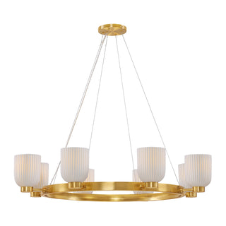 Isla Blanca Eight Light Chandelier in Warm Brass