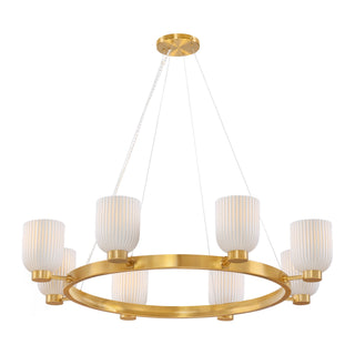 Isla Blanca Eight Light Chandelier in Warm Brass
