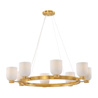 Isla Blanca Eight Light Chandelier in Warm Brass