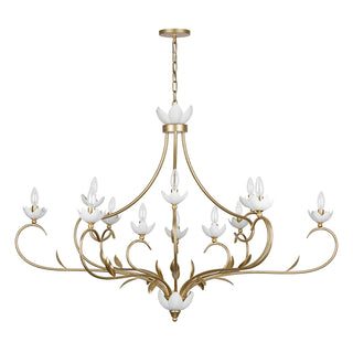 Muse 12 Light Chandelier in French Gold and White Cashmere