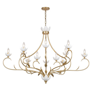 Muse 12 Light Chandelier in French Gold and White Cashmere
