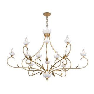 Muse 12 Light Chandelier in French Gold and White Cashmere