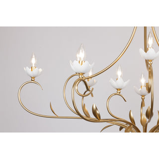 Muse 12 Light Chandelier in French Gold and White Cashmere