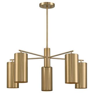 Lio Five Light Chandelier in Noble Brass