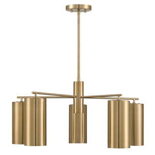 Lio Five Light Chandelier in Noble Brass