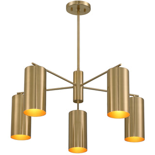 Lio Five Light Chandelier in Noble Brass