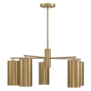 Lio Five Light Chandelier in Noble Brass