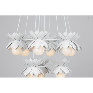 Pacha Ten Light Chandelier in White Cashmere