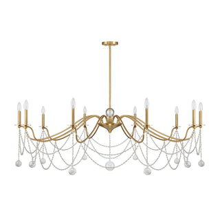Mariposa Ten Light Chandelier in Warm Brass