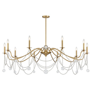 Mariposa Ten Light Chandelier in Warm Brass